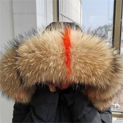 Popular Winter Real fox Fur Collar Women Big Raccoon Fur Collar for Coat