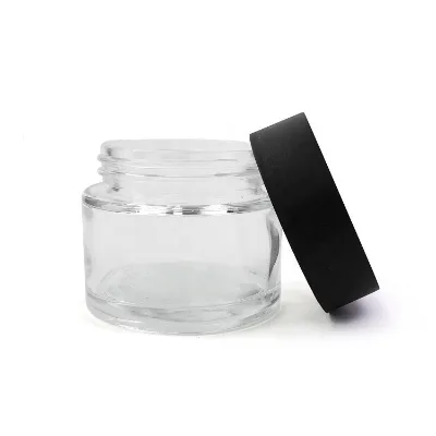 Child Proof White Black Glass Jar Smell Proof 3OZ Child Resistant Glass Jar CR Packaging With Custom Paper Box With Lid