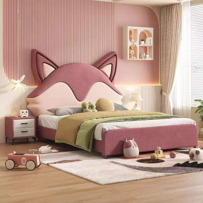 Kid Animal Shaped Cartoon Design Beds Boy Girl Baby Twin Size Leather Children Animal Bed Cheap Kids Beds
