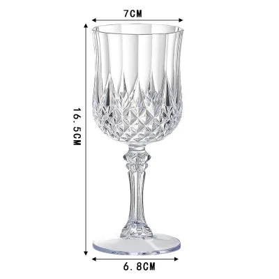 Crystal clear Vintage Plastic Wine Glasses Reusable Shatterproof Wedding and Party Supplies Blue Bohemian Style