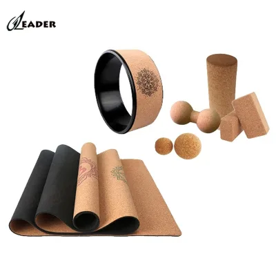 Custom Eco Friendly Yoga Accessories Bolster Pillow Roller Block Ball Wheel Bag Yogamat Cork Yoga Mat Set With Carry Strap