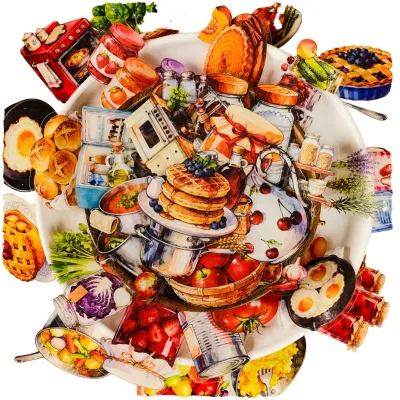 Retro Lifestyle Style Kitchen Pet Stickers for Food Baking Kitchenware, Decorative Stickers for Handbooks and Decorations.