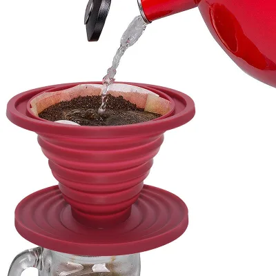 Wholesale Foldable Silicon Pour Over Coffee & Tea Dripper Portable Reusable Silicone Filter for Travel Camping
