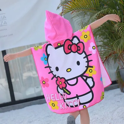 Custom Printed Kids Cartoon Design Surf Changing Poncho Surf Towel Hooded