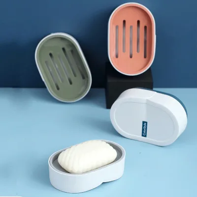 Toilet Creative Shell Soap Box with Lid Portable Double-layer Draining Soap Box Soap Holder Fresh Shell Soap Holder