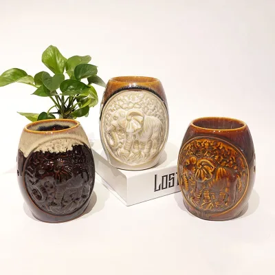 Wholesale Quality Elephant Candle Ceramic Ornament Gradient Color Happiness Fragrance Incense Burner for Home Diffuser