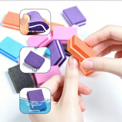 Mini Colorful Highly Elastic Cube-Shaped Sponge Nail Art Small Square Block Buffing Shaping Nails Double-Sided Polishing Tool