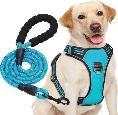 No Pull Dog Harness Adjustable Reflective Oxford Easy Control Medium Large with a Free Heavy Duty Dog Lead