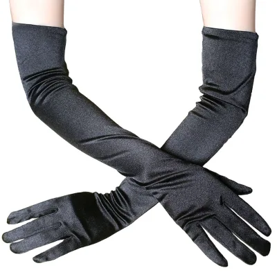 Long Elbow Satin Bridal Gloves 21 Inch Stretchy Breathable 1920s Opera Evening Party Dance for Women
