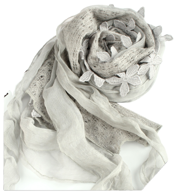 Women Silk Scarf Large Long Lightweight Silk Embroidery Shawls Wraps for Neck Floral Soft Scarves Fashion Women Gift