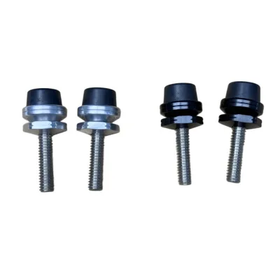 BJR Racing Parts AN6 Universal Black Silver Aluminum Billet Bonnet Adjusters With 5/16" UNC Thread