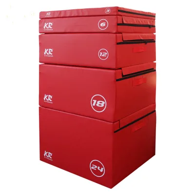 Hot Sale Soft Stackable Durable PVC Leather Plyo Box Set 7.5cm/15cm/30cm/45cm/60cm Full Set for Jump Exercise Progressive