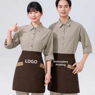 Wholesale Waterproof Oil-proof Canvas Half Apron Wipe Hands Customized Logo Apron Home Kitchen Apron