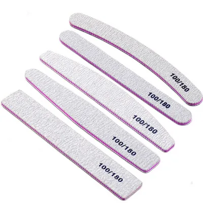 Double Sided 100/180 Grey Sandpaper Nail File Stainless Steel Pedicure Manicure Nail Art Polisher Buffer Block Nails