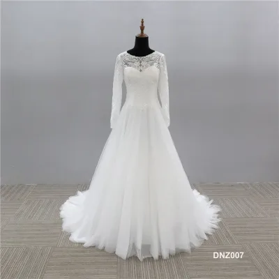 Modest Elegant Luxury Appliques Lace Ball Gown New Vestido De Noiva Bridal Muslim Plus Size Wedding Dresses for Bride