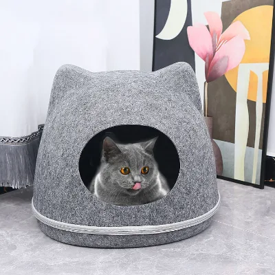 Cute cat Head Pet Kennel Detachable Felt cat Kennel