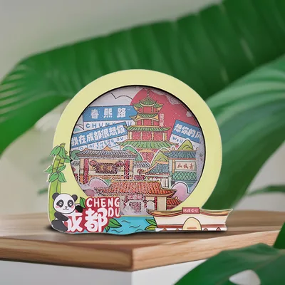 Acrylic Quicksand Wholesale of Wooden Fridge Magnets Customized Three-layer Flow Linen Fridge Magnets