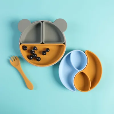 2021 Hot Selling Baby Dish Plate Baby Feeding Silicone Suction Placements 21x19CM Food Contact Safe Modern Custom Logo