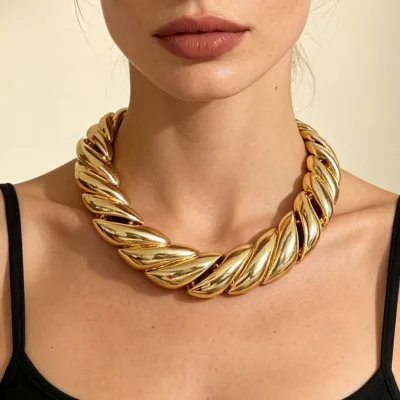 Fashionable Light Luxury Temperament Irregular Geometric Alloy Ring Splicing Necklace for Women's Casual Versatile Accessories