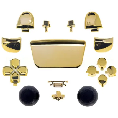 Chrome ABXY Dpad Triggers Buttons Replacement Button Mod Kit +Accent Rings for Sony PS5 Controller Full Set Buttons Thumbstick