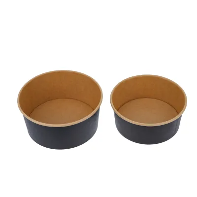 Eco Friendly Kraft Salad Bowls Disposable Brown Takeout Food Grade Paper Ramen Pasta Bowl