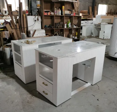 Wholesale Factory Salon Manicure Equipment Modern Style Double Nails Table with Exhaust Fan