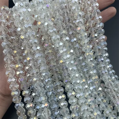 10 Strands Glass Beads Luster Plated Crystal Suncatcher Faceted Abacus Shape for DIY Jewelry Making Handicraft Supplies