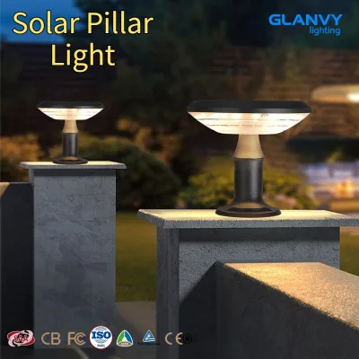 Round Solar Bollard Light Remote Control Motion Sensor IP65 Waterproof Die-cast Aluminum LED Outdoor Garden Pathway Column Lamp