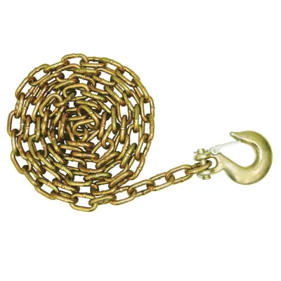 Heavy Duty G70 Trailer Safety Drag Chains Slip Hooks Grade 70 Alloy Steel Yellow Galvanized for High Visibility Corrosion