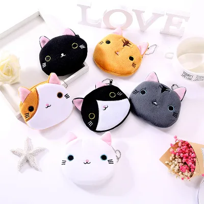 Creative Cute Cartoon Japanese and Korean Students Women Zipper Mini Key Coin Storage Bag Wallet Anime Kt Cat Coin Purse