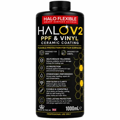 HALO v2 1000ml Flexible Ceramic Coating for PPF Vinyl Wrap Hydrophobic Anti Yellowing UV Protection High Gloss Car Film