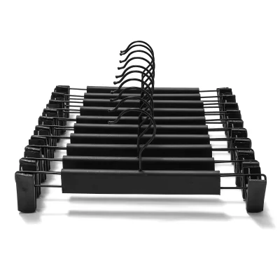 Black Flocked Anti-Slip Unisex Pants Rack Space-Saving 31cm Suit Clothes Hanger Clips for Bag Closet Skirt Hangers for Wardrobe