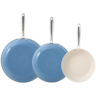 Ceramic Coating Non-Stick Frying Pan Set Non-Toxic Eco-Friendly Pans for Cooking Induction Ready No PFAS/PTFE/PFOA Stainless