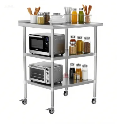 201 Stainless Steel 3-Tier Commercial Kitchen Table Adjustable Height with Metal Fabrication Bending Sheet for Commercial Use