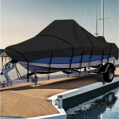 Pro-Style 210D Heavy-Duty Polyester Bass Boat Cover Trailerable Waterproof Storage Bag with Tightening Feature Used Condition