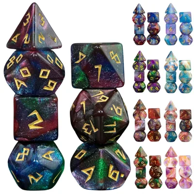 7PCS Mix Dice Set with Bag 9 Colors DND RPG Portable Toys for Adults Kids Plastic Cubes TRPG D4 D6 D8 D10 D12 D20