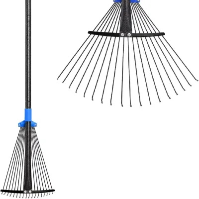 Adjustable Metal Leaf Long Handle Garden for Lawns Heavy Duty Leaves Yard Women Kids Rake for Gardening RV Camping