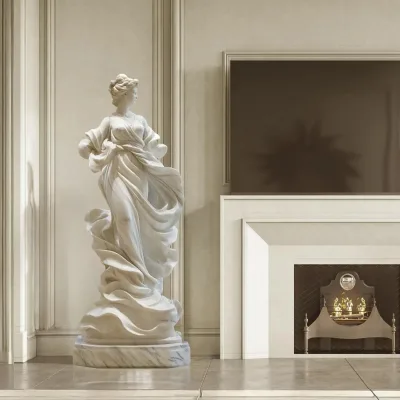 Custom Large Stone Sculpture Carving Home Office Decor White Marble Roman Love Goddess Aphrodite Nude Marble Venus Statue