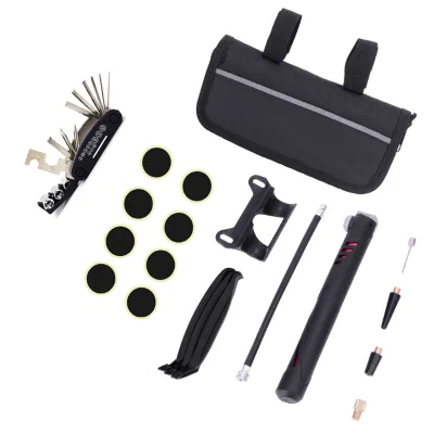 Bicycle Tool Repair Tools Kit Mini Portable Mountain Bike Multitool Cycling Tyre Patches Kits Inflator Pump Needles Set With Bag