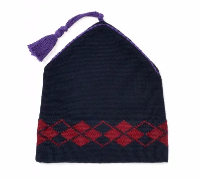 MEN'S 50% MERINO WOOL/50% COTTON KNITTED SKI HAT WITH ARGYLE PATTERN