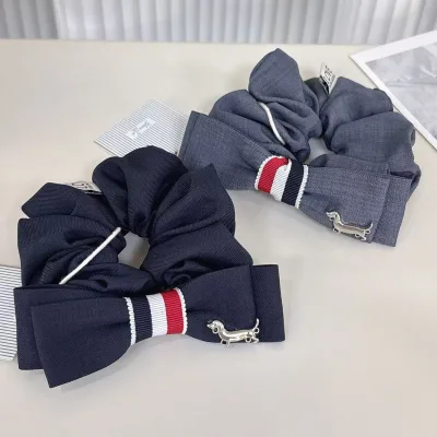 Girls Classic College Design Bow Hair Scrunchies for Daily Ponytail Holder Decoration