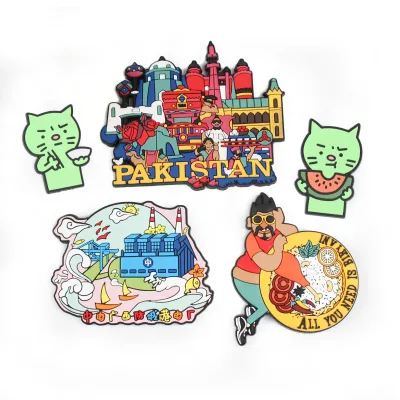 Custom Wholesale 3D Metal Refrigerator Magnets Logo Color Painted Design Die Cut Rubber Sticker Souvenir for Tourist Photos