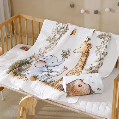 Pure Cotton Six-layer Gauze Bath Towel Digital Cartoon Printed Children's Quilt Newborn Baby Wrap Blanket for Infants Babies