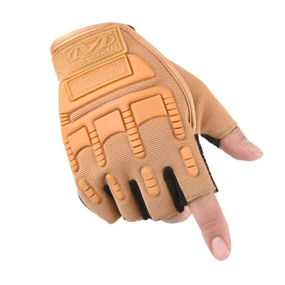 Camping Wear Fingerless Covert Tactical Equipment Impact Protection Vibration Absorption with Heavy Duty Build Machine Washable