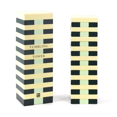 Global Bridge Minimalist Design 54-Piece Eco-Friendly Wooden Tumbling Tower Stacking Blocks Game Gift Box for Home Decor Family