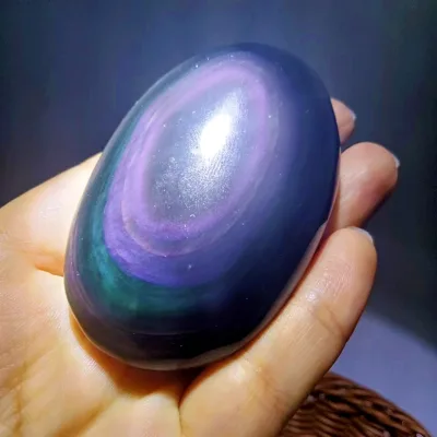 Crystal Wholesale Bulk High Quality Crystal Palm Stone Rainbow Obsidian Palm Stone
