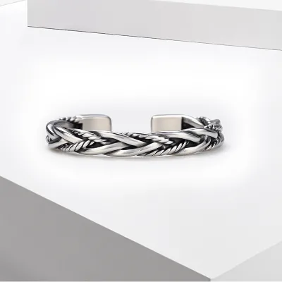 Vintage Fashion Jewelry Trendy Stainless Steel Bracelet Adjustable Wheat Braided Wire Unisex Bangle Gift Couple Accessories