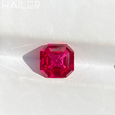 Wholesale Asscher High Quality Loose Gemstones for Jewelry Red Ruby Stone Lab Grown Ruby