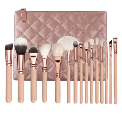 Wholesale 15pcs Professional Makeup Brush Set with White Resin Handle Includes Shaving Brush for Concealer