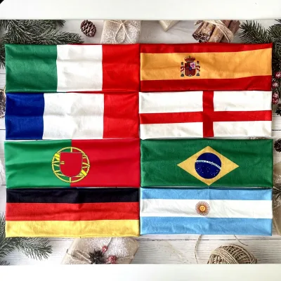 Flag Soccer Fan Cheer Headscarf Party Gathering Headdress Thin Dry Stretchy Sweat-Wicking Sports Headband 100% Cotton Unisex